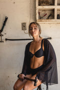 Long Beach Island Wrap Top -  Black Mesh