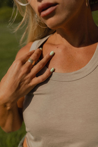 Raw Edge Cropped Tank - Salt